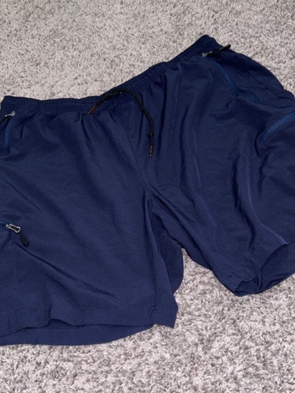 Santiny XXL blue outdoor‎ shorts pockets elastic waist lightweight zipper pocket